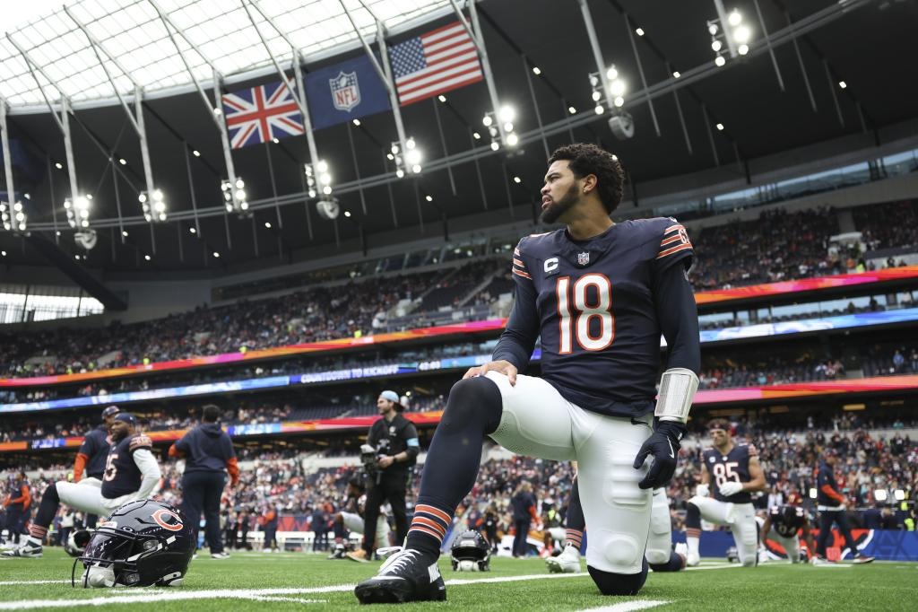 Caleb Williams, before the game against the Jaguars